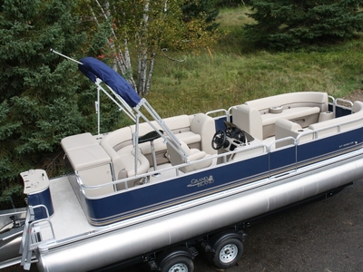 Triple Tube -New 25 Ft Pontoon Boat With 150 Hp And Trailer----Stock Pictures