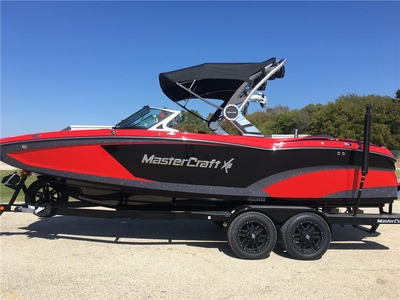 2017 Mastercraft x23, practically new boat, only 59 hours, black, red, & gunmetal flake & grey interior - includes power tower upgrade
