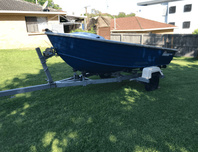 1983 Quintrex 4.20 Dory wide body high sided tinny rated 60hp