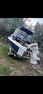 Mustang Half Cab 5.1m with 90hp Johnston and brand new Transom