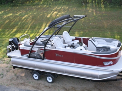Price Lowered New 24 Ft Pontoon Boat-250 Mercury And Dual Bunk Trailer