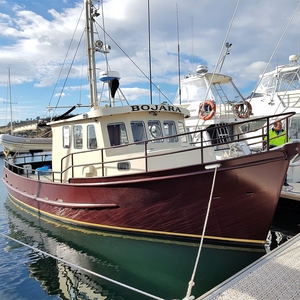 Custom steel trawler style coastal cruiser