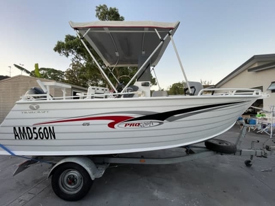 2005 TRAILCRAFT 475 PROFISH/75 HP EVINRUDE ETEC ONLY 111 HOURS