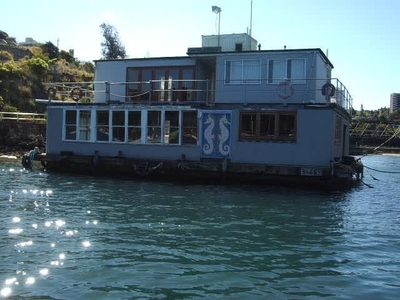 Barge, Houseboat, office, workshop, floating on sydney harbour