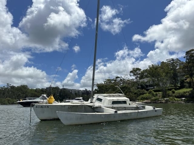 Free wooden trimaran sailing boat with rego, sails - free