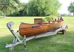 All Solid Hand Crafted Wood Canoe / Motor Boat