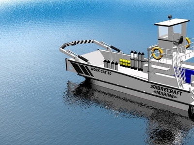 NEW Sabrecraft Marine Landing Craft 10 x 3.5 Work Boat Barge + A Frame