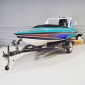 Restored Miami Vice Mini Boat Scarab KV Replica F13 Powerboat Mercury Outboard