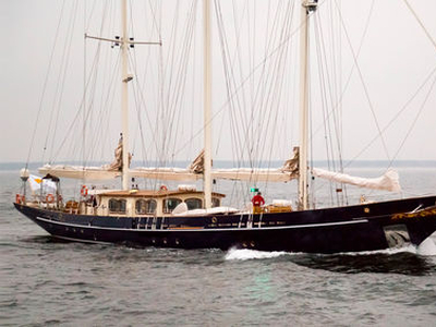 Classic sailing super-yacht - MALCOLM MILLER - CONRAD S.A. - with open transom / sloop / schooner