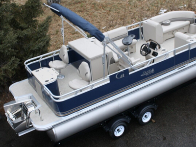 New Triple Tube 23 Two Tube Pontoon Boat With 200 Hp And Trailer