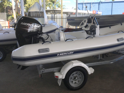 Brand New Mercury 420 Ocean Runner fibreglass 'hypalon' RIB with side console, fitted up with Mercury 40hp 4 stroke and trailer to suit