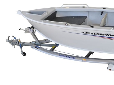 Brand new Savage 435 and 455 Scorpion TS (tiller steer) open aluminium boats.