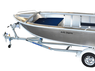 Brand new Savage 445 Osprey open tiller steer aluminium boat in stock.