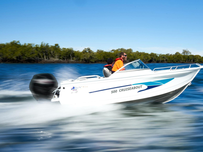 Our QUINTREX 500 CRUISEABOUT Bow Rider Pack 4 is Powered by the Yamaha F90HP