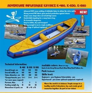 NEW ADVENTURE INFLATABLES AUORA K480 KAYAK - CURRENTLY IN STOCK !!