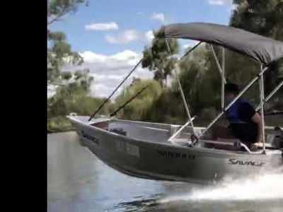 fully equipped fishing Savage tinny with new 15hp Mercury engine 2 str