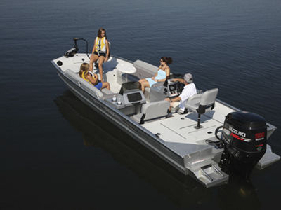 Outboard deck boat - BIG EASY - SeaArk Boats - open / side console / sport-fishing