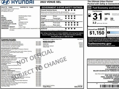 Certified Used 2022 Hyundai Venue SEL FWD