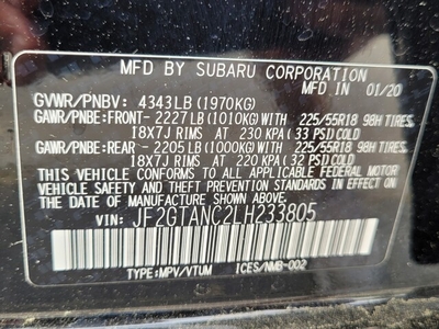2020 Subaru XV Crosstrek LIMITED CVT in Savannah, GA